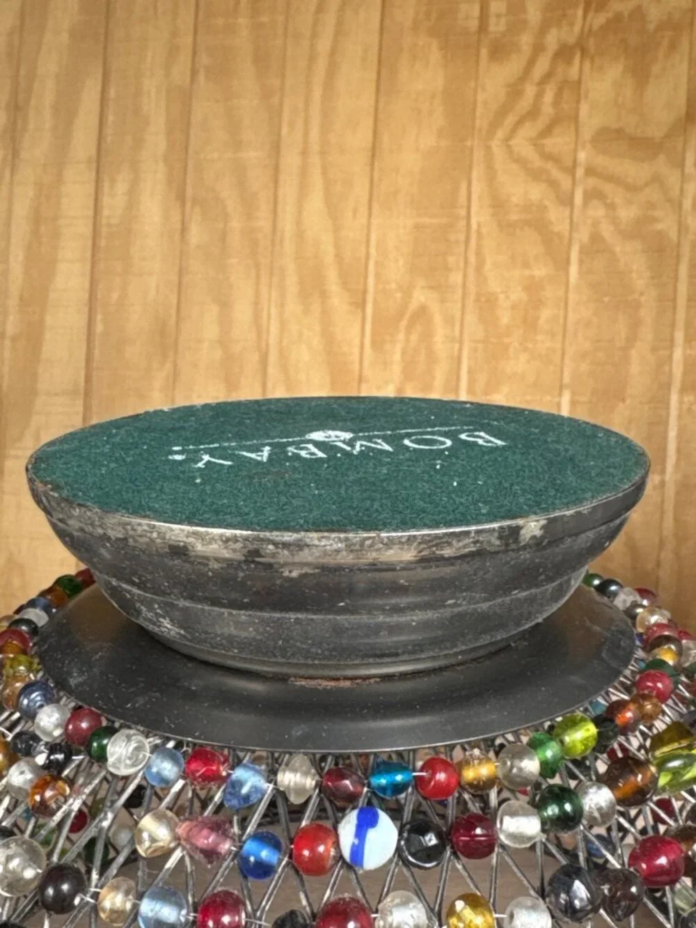 Vintage Bombay Colorful Beaded Metal Bowl Bohemian Home Decor Table Dish